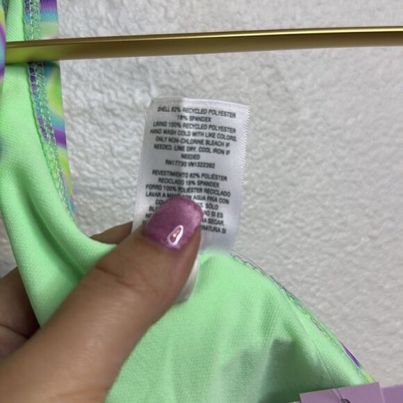 NWT- Wild Fable-Multiway Bikini Top Blue/Green Heart Print- Size Medium (8-10) - Picture 11 of 11
